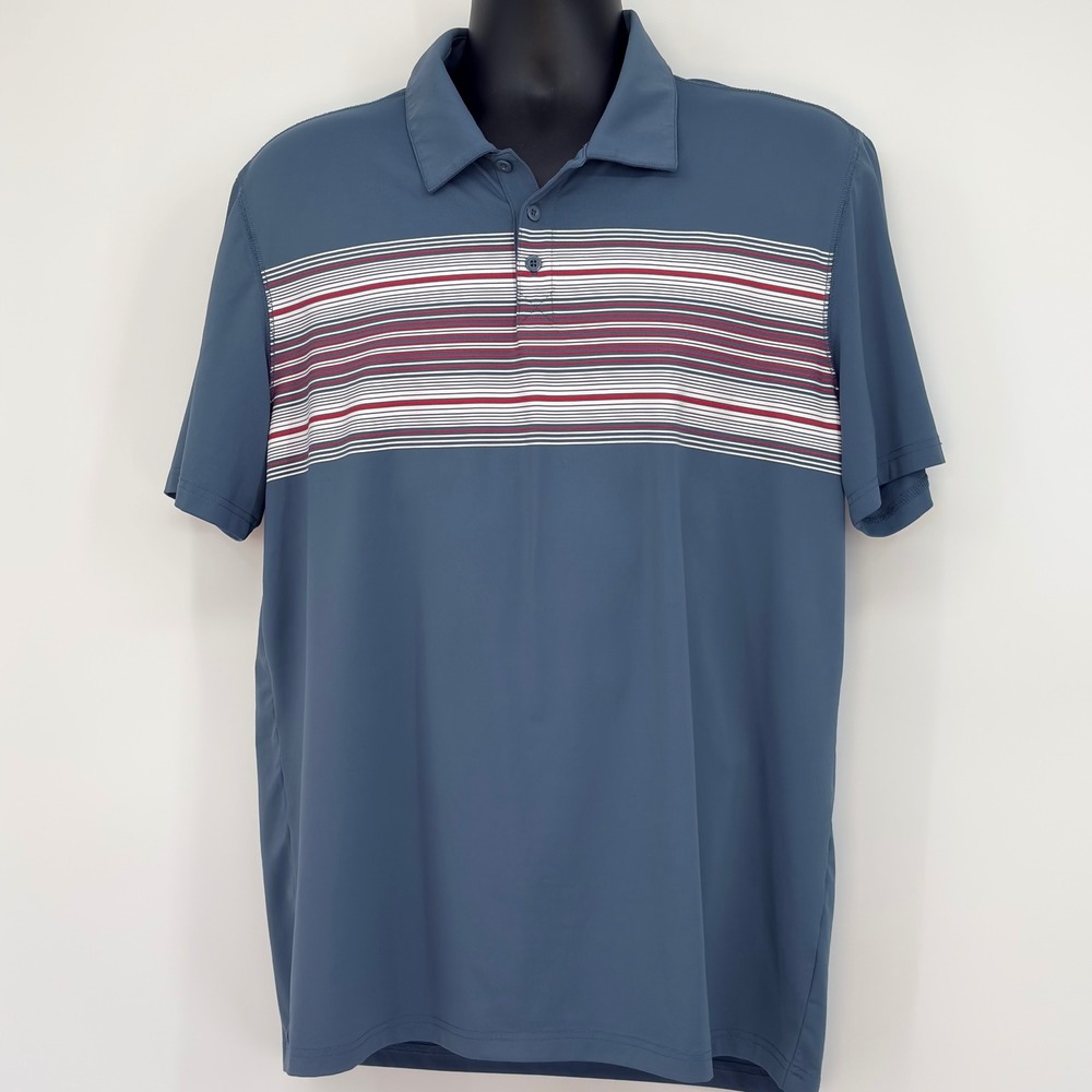 The Normal Brand Shirt Mens Large Blue with Stripes Polo Performance Golf Preppy